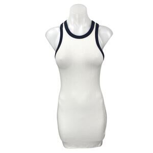 Splits59 White Rib Knit Sleeveless Racerback Stretch Mini Bodycon Tank Dress S